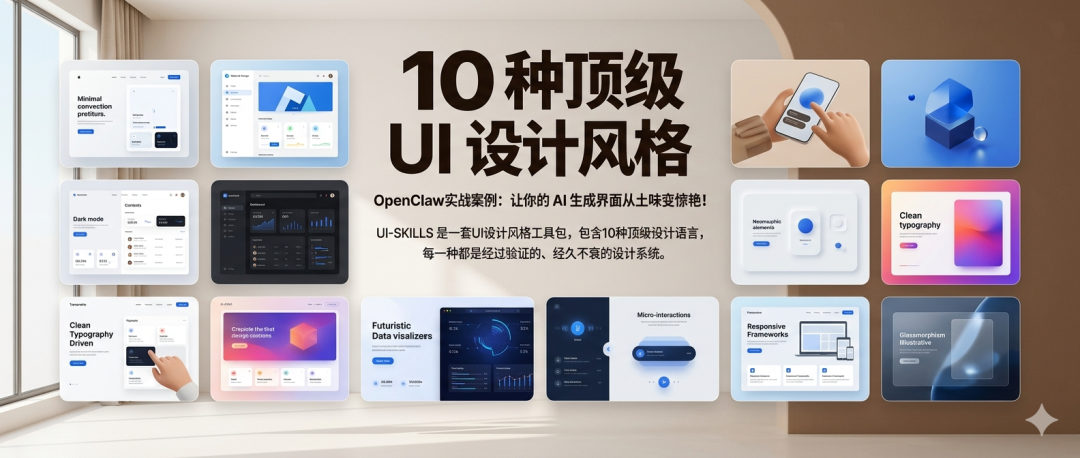 10 种顶级 UI 设计风格 Skills，让你的 AI 生成界面从土味变惊艳！