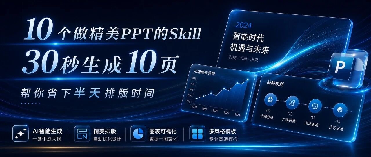 10 个 AI PPT Skill：从排版到动效一站式搞定
