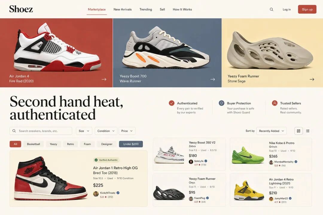 Shoez 球鞋市场设计草图